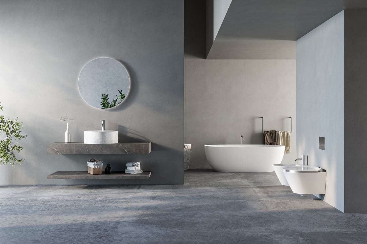 Modern marble bathroom vanity with sink